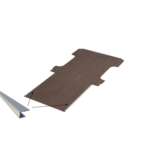 Vloerplaat, dubbele schuifdeuren uitvoering , bruin, 9mm incl instaplijsten, FWD, L2 (Geschikt voor Ford Transit) (afbeelding ter illustratie)