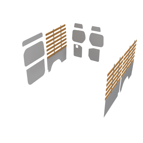 Combiwand- en deurpanelen L2H2 lat-om-lat, enkele schuifdeur kunststof grijs (Geschikt voor Movano / Ducato / Jumper / Boxer) (afbeelding ter illustratie)