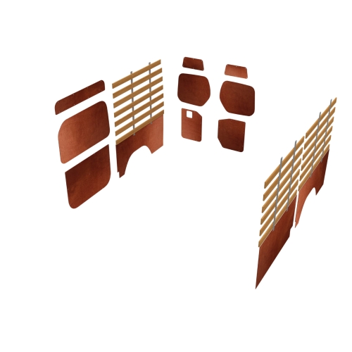 Combiwand- en deurpanelen L2H2 lat-om-lat, enkele schuifdeur bruin (Geschikt voor Movano / Ducato / Jumper / Boxer) (afbeelding ter illustratie)