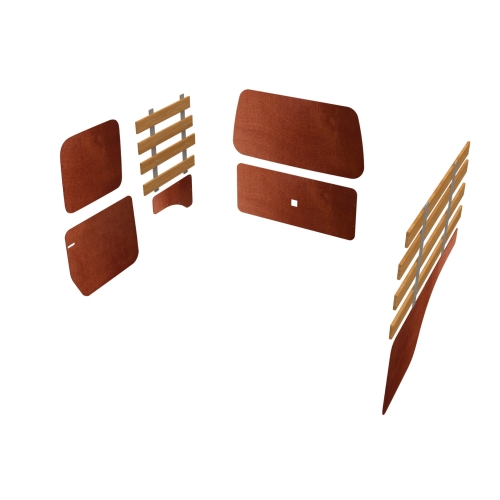 Combiwand- en deurpanelen lat-om-lat, enkele schuifdeur en achterklep bruin, L2 (Geschikt voor Volkswagen Caddy Cargo) (afbeelding ter illustratie)