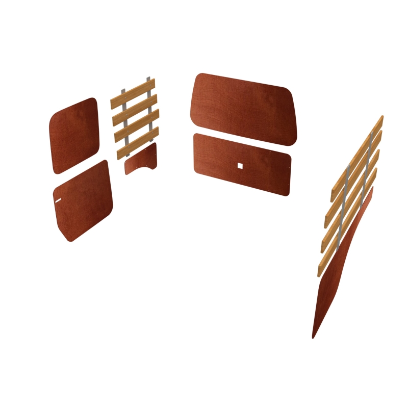 Combiwand- en deurpanelen lat-om-lat, enkele schuifdeur en achterklep bruin, L2 (Geschikt voor Volkswagen Caddy Cargo) (afbeelding ter illustratie)