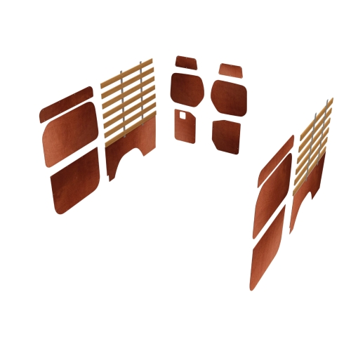 Combiwand- en deurpanelen L2H2 lat-om-lat, dubbele schuifdeuren bruin (Geschikt voor Movano / Ducato / Jumper / Boxer) (afbeelding ter illustratie)