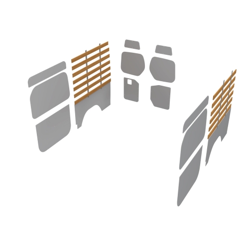 Combiwand- en deurpanelen L2H2 lat-om-lat, dubbele schuifdeuren kunststof grijs (Geschikt voor Movano / Ducato / Jumper / Boxer) (afbeelding ter illustratie)