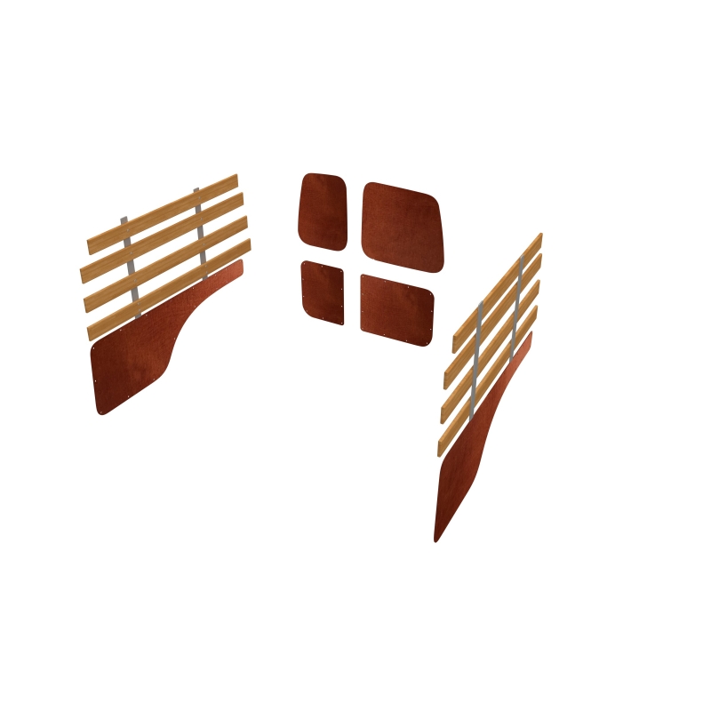 Combiwand- en deurpanelen, lat-om- lat, zonder schuifdeur, met achterdeuren bruin, L1 (Geschikt voor Berlingo / Partner / Combo / ProAce City / Doblo) (afbeelding ter illustratie)