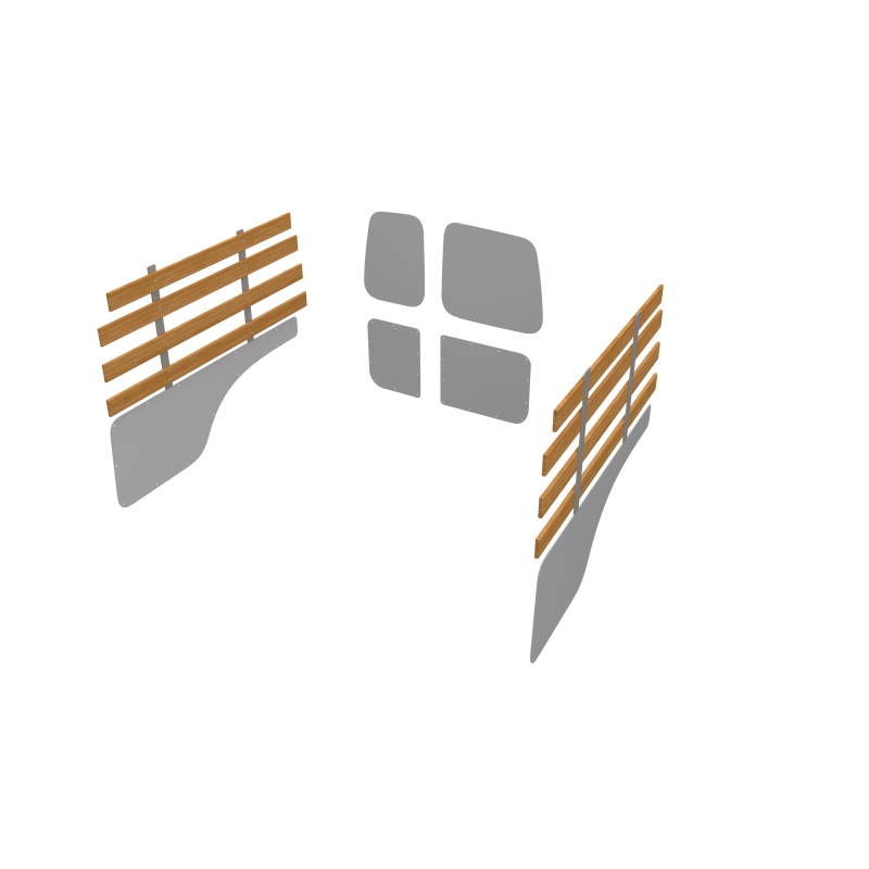 Combiwand- en deurpanelen, lat-om- lat, zonder schuifdeur, met achterdeuren kunststof grijs, L1 (Geschikt voor Berlingo / Partner / Combo / ProAce City / Doblo) (afbeelding ter illustratie)