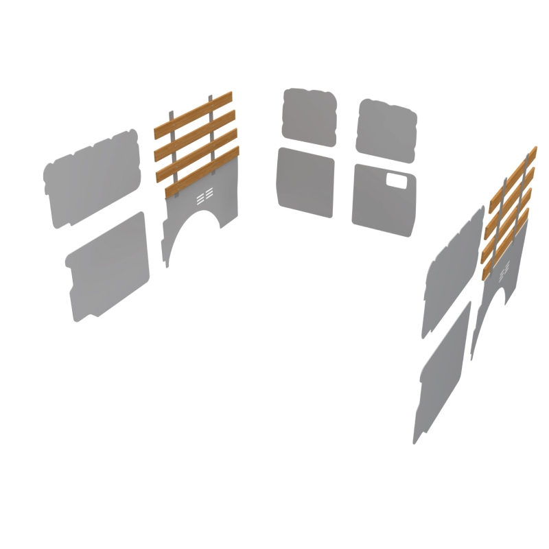 Combiwand- en deurpanelen L2H1 lat-om-lat, dubbele schuifdeuren kunststof grijs (Geschikt voor Movano / Ducato / Jumper / Boxer) (afbeelding ter illustratie)