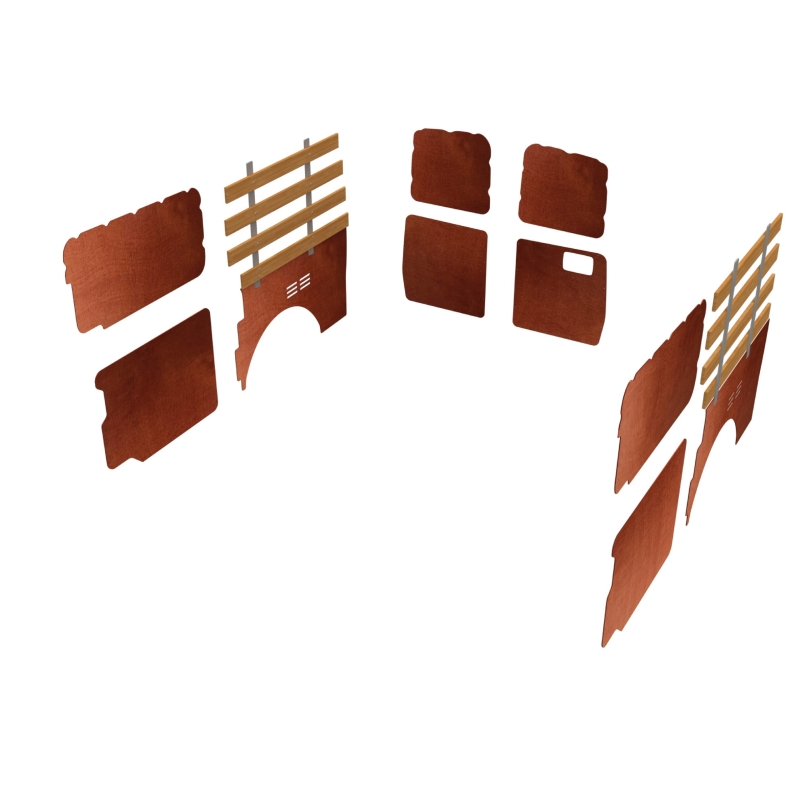 Combiwand- en deurpanelen L2H1 lat-om-lat, dubbele schuifdeuren bruin (Geschikt voor Movano / Ducato / Jumper / Boxer) (afbeelding ter illustratie)