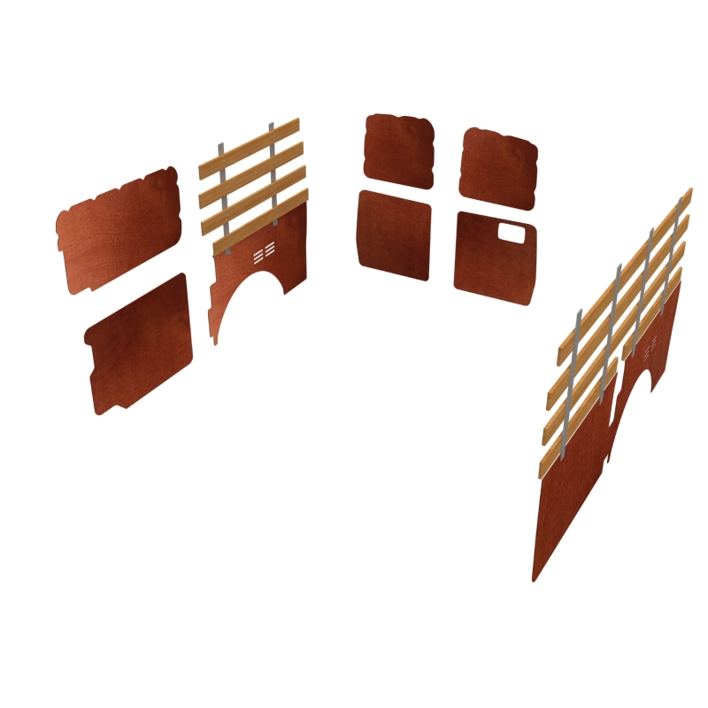 Combiwand- en deurpanelen L2H1 lat-om-lat, enkele schuifdeur bruin (Geschikt voor Movano / Ducato / Jumper / Boxer) (afbeelding ter illustratie)