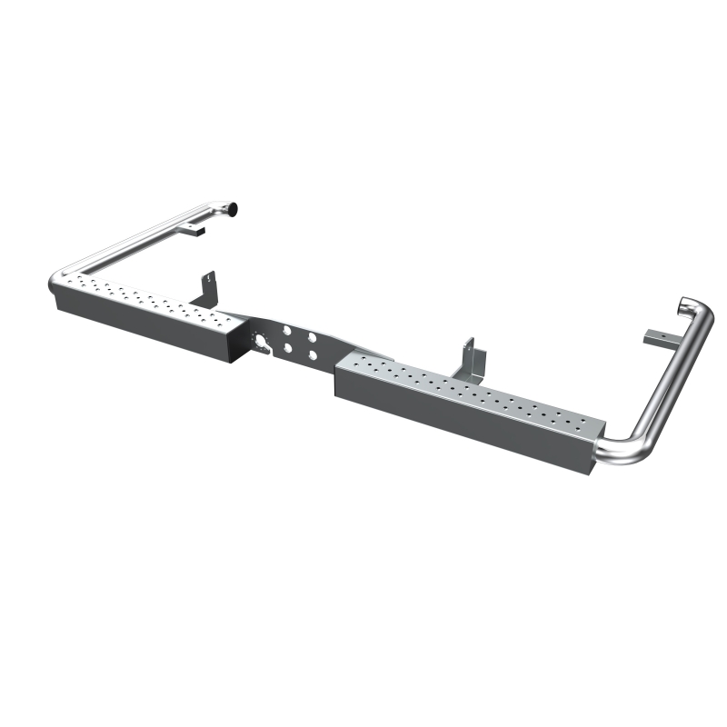 RVS Rearbalk 10x10 cm + RVS Sidebars in gepolijste uitvoering achter de wielen trekhaak Westfalia uitvoering, FWD, L3, (Geschikt voor e-Crafter / e-TGE) (afbeelding ter illustratie)