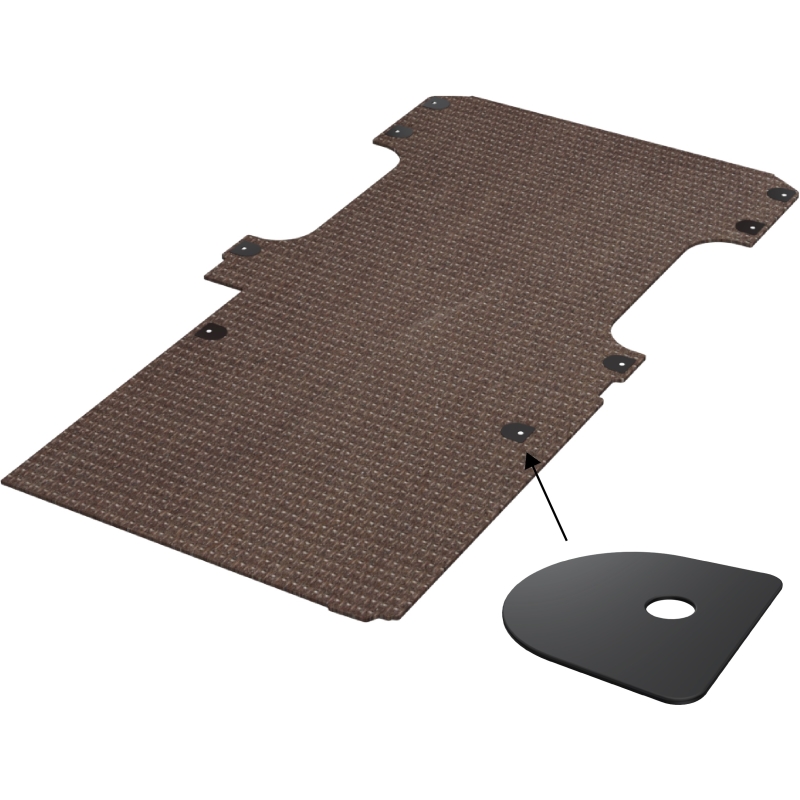 Vloerplaat, enkele schuifdeur en achterklep , bruin, 9mm incl 8 vloerdeksels, L3 (Geschikt voor Jumpy / Expert / ProAce / Vivaro / Scudo) (afbeelding ter illustratie)