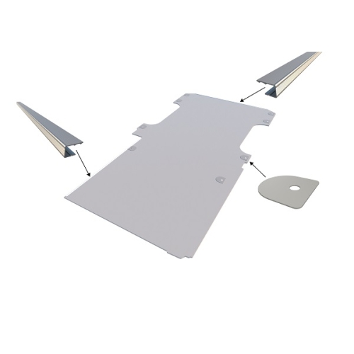 Vloerplaat, enkele schuifdeur en achterklep , grijs, 9mm incl 8 vloerdeksels en instaplijsten, L3 (Geschikt voor Jumpy / Expert / ProAce / Vivaro / Scudo) (afbeelding ter illustratie)