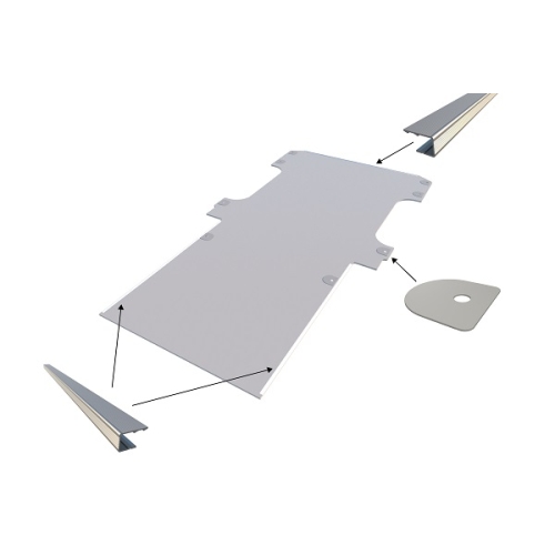 Vloerplaat, dubbele schuifdeuren en achterklep , grijs, 9mm incl 8 vloerdeksels en instaplijsten, L3 (Geschikt voor Jumpy / Expert / ProAce / Vivaro / Scudo) (afbeelding ter illustratie)