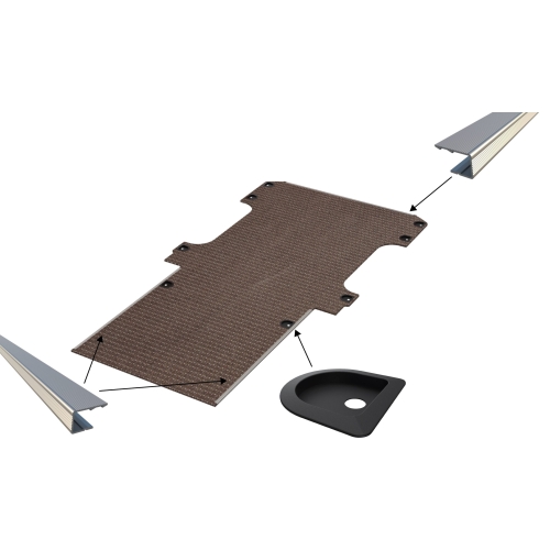 Vloerplaat, dubbele schuifdeuren en achterklep , bruin, 12mm incl 8 vloerkuipjes en instaplijsten, L3 (Geschikt voor Jumpy / Expert / ProAce / Vivaro / Scudo) (afbeelding ter illustratie)