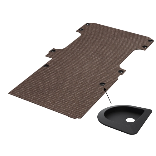 Vloerplaat, enkele schuifdeur en achterklep , bruin, 12mm incl 8 vloerkuipjes, L3 (Geschikt voor Jumpy / Expert / ProAce / Vivaro / Scudo) (afbeelding ter illustratie)