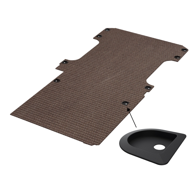 Vloerplaat, enkele schuifdeur en achterklep , bruin, 12mm incl 8 vloerkuipjes, L3 (Geschikt voor Jumpy / Expert / ProAce / Vivaro / Scudo) (afbeelding ter illustratie)