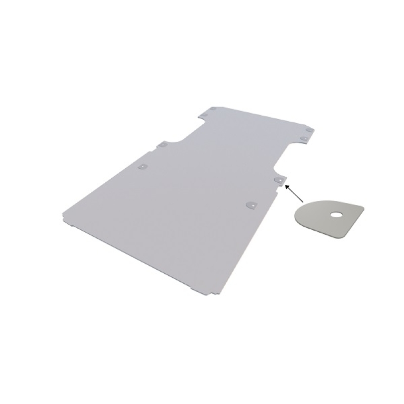 Vloerplaat, doorlopend bij de schuifdeur, enkele schuifdeur uitvoering , grijs, 9mm incl 6 vloerdeksels, L2 (Geschikt voor Movano / Ducato / Jumper / Boxer) (afbeelding ter illustratie)