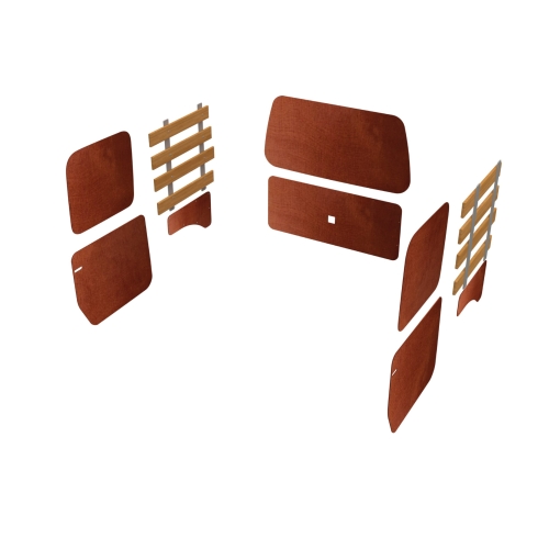 Combiwand- en deurpanelen lat-om-lat, dubbele schuifdeuren en achterklep bruin, L2 (Geschikt voor Ford Connect) (afbeelding ter illustratie)