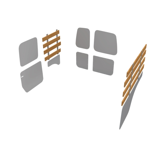 Combiwand- en deurpanelen lat-om-lat, enkele schuifdeur en achterdeuren grijs, L2 (Geschikt voor Ford Connect) (afbeelding ter illustratie)