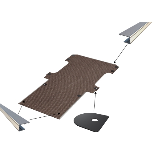 Vloerplaat, dubbele schuifdeuren uitvoering , bruin, 12mm incl 2 vloerdeksels en instaplijsten, L2 (Geschikt voor Ford Connect) (afbeelding ter illustratie)