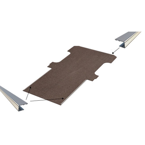 Vloerplaat, dubbele schuifdeuren uitvoering , bruin, 12mm incl instaplijsten, L2 (Geschikt voor Ford Connect) (afbeelding ter illustratie)