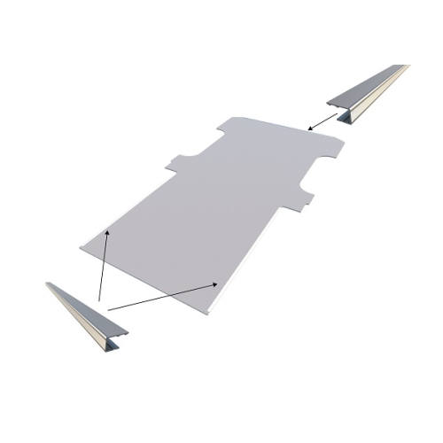 Vloerplaat, dubbele schuifdeuren uitvoering , grijs, 12mm incl instaplijsten, L2 (Geschikt voor Ford Connect) (afbeelding ter illustratie)